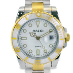 Halei Dive 40 mm Stainless Steel Back Watch – Water‑Resistant, Two‑Tone Bracelet, Fast UK Delivery