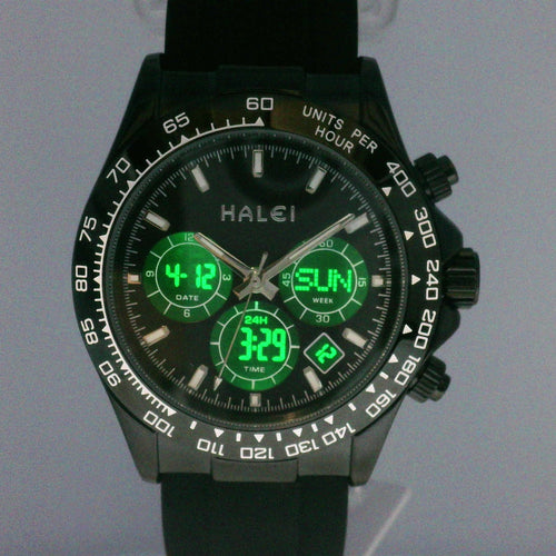 Halei Dual Time Sport 40 mm – Analog + Digital, Luminex Light, Alarm, Fast UK Delivery
