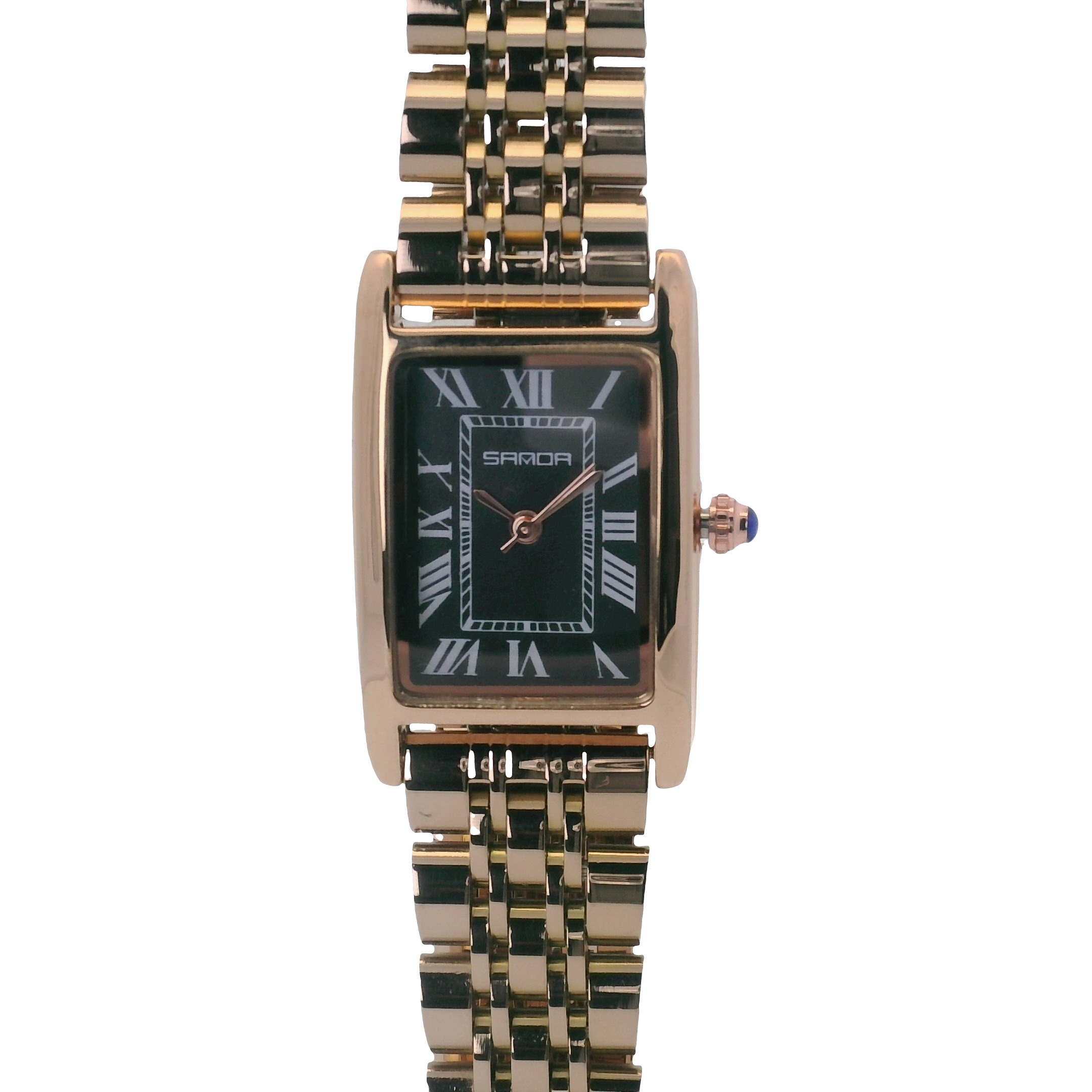 SAMDA WS106BG Elegant "Tank" Ladies Quartz Watch Rose Gold-Tone - 22x25.5mm Rectangular