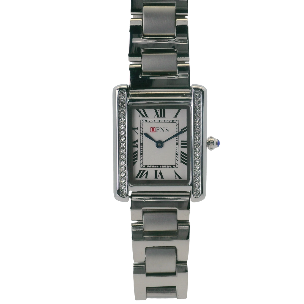 OFNS WS108WS Elegant "Tank" Small Ladies Quartz Watch Silver-Tone - 24.5mm Square