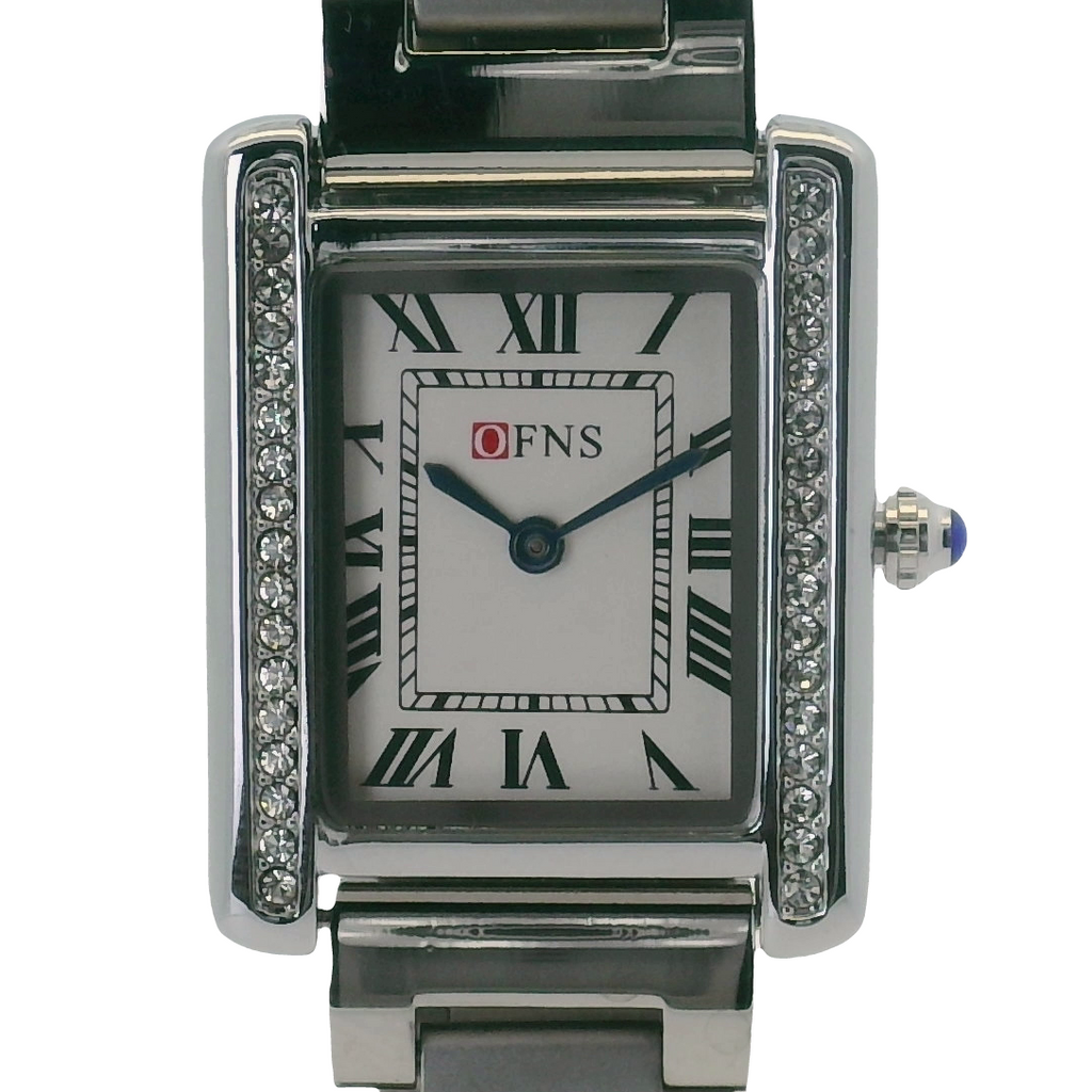 OFNS WS108WS Elegant "Tank" Small Ladies Quartz Watch Silver-Tone - 24.5mm Square
