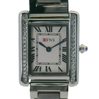 OFNS WS108WS Elegant "Tank" Small Ladies Quartz Watch Silver-Tone - 24.5mm Square