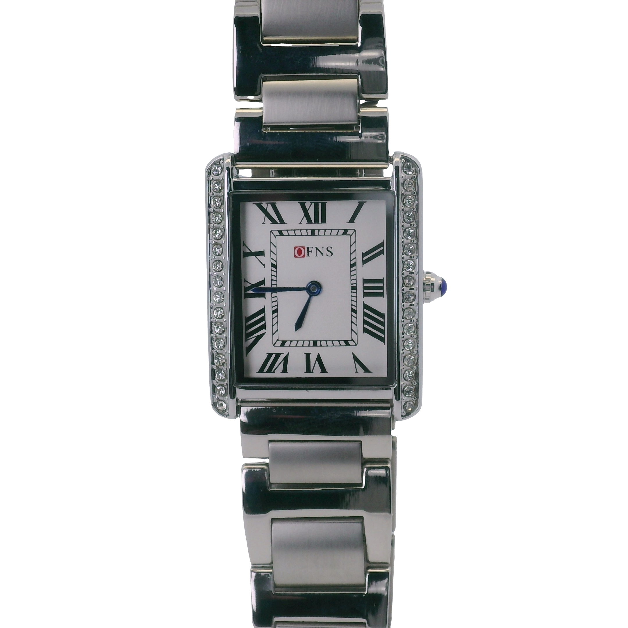 OFNS WS108WS Elegant "Tank" Crystal  Quartz Watch Silver-Tone - 28mm Square