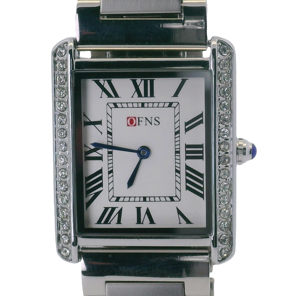 OFNS WS108WS Elegant "Tank" Crystal  Quartz Watch Silver-Tone - 28mm Square