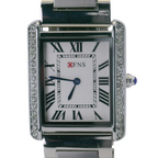 OFNS WS108WS Elegant "Tank" Crystal  Quartz Watch Silver-Tone - 28mm Square