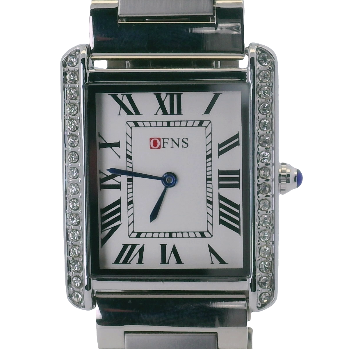 OFNS WS108WS Elegant "Tank" Crystal  Quartz Watch Silver-Tone - 28mm Square