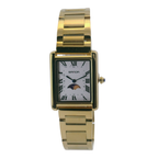SAMDA WS107G Elegant "Tank" Sun & Moon Ladies Quartz Watch Gold-Tone - 24x31mm Rectangular
