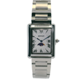 SAMDA WS107S Elegant "Tank" Sun & Moon Ladies Quartz Watch Silver-Tone - 24x31mm Rectangular
