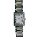 SAMDA WS104SW Elegant "Tank" Large Ladies Quartz Watch Silver-Tone - 27x29mm Rectangular