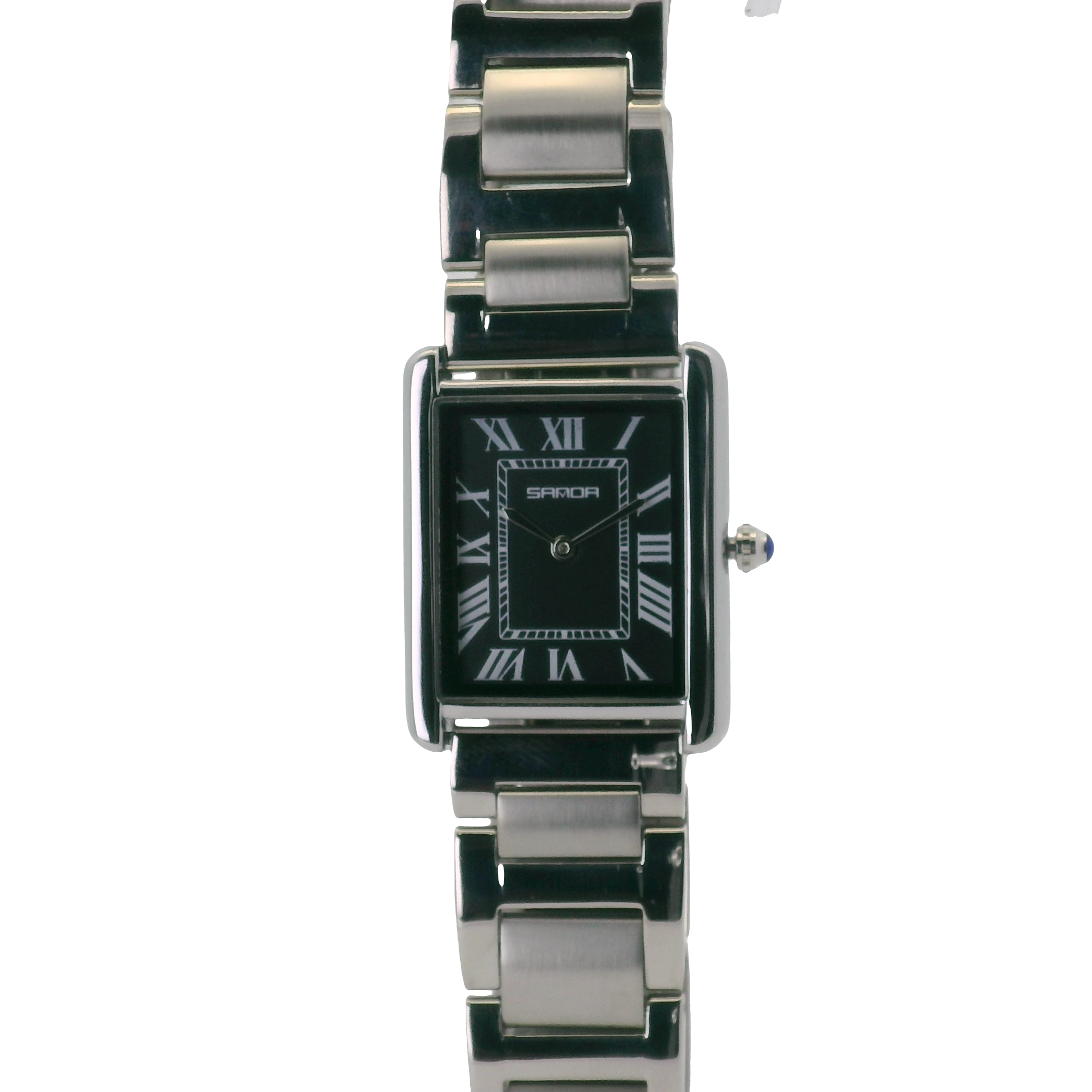 SAMDA WS104SB Elegant "Tank" Ladies Quartz Watch Silver-Tone - 24x31mm Rectangular