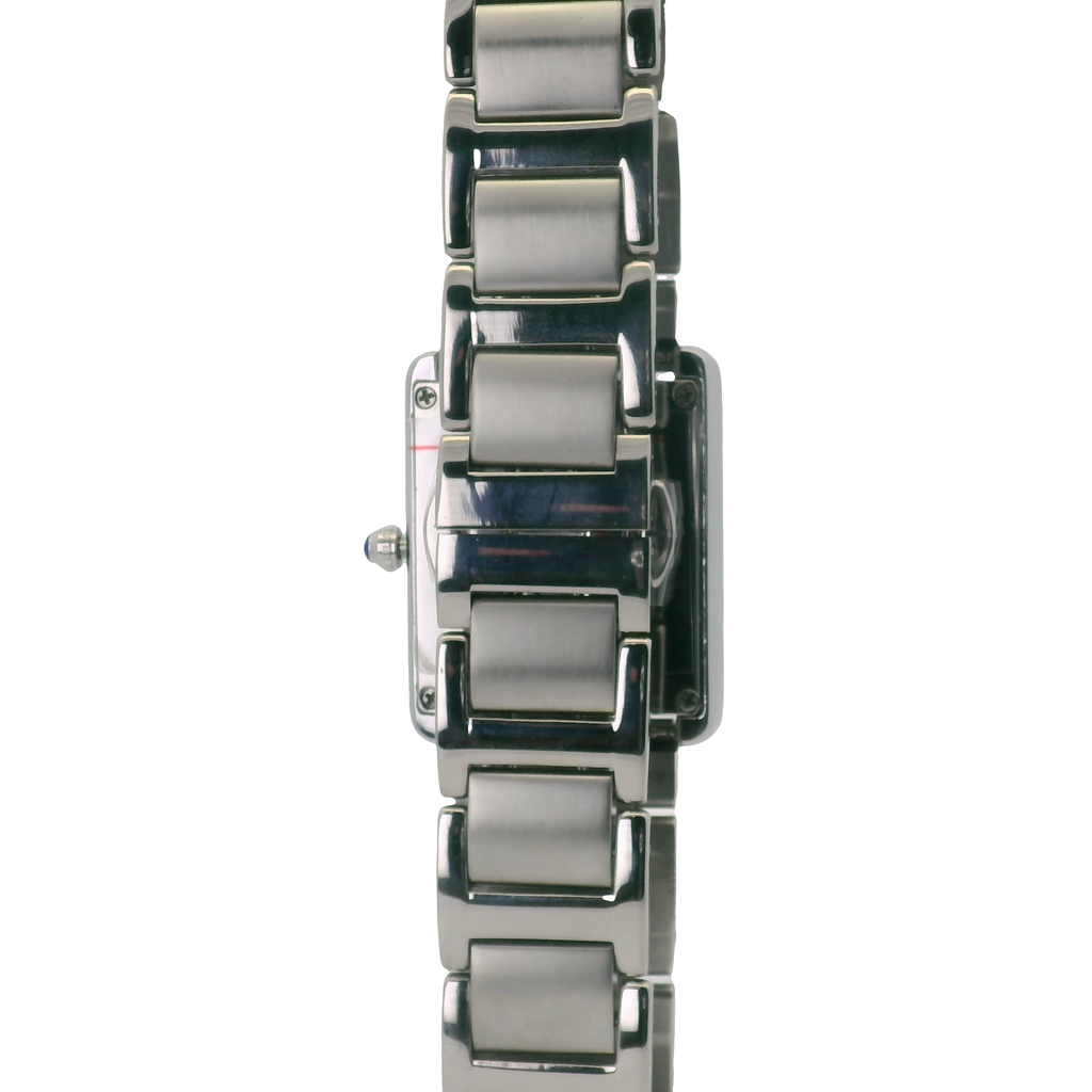 SAMDA WS104SB Elegant "Tank" Ladies Quartz Watch Silver-Tone - 24x31mm Rectangular