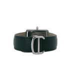 SAMDA WS104LB Elegant "Tank" Large Leather Strap - Quartz Watch Silver-Tone - 27x29mm Rectangular