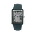 SAMDA WS104LA Elegant "Tank" Large Ladies Quartz Leather Strap Watch Silver-Tone - 27x29mm Rectangular