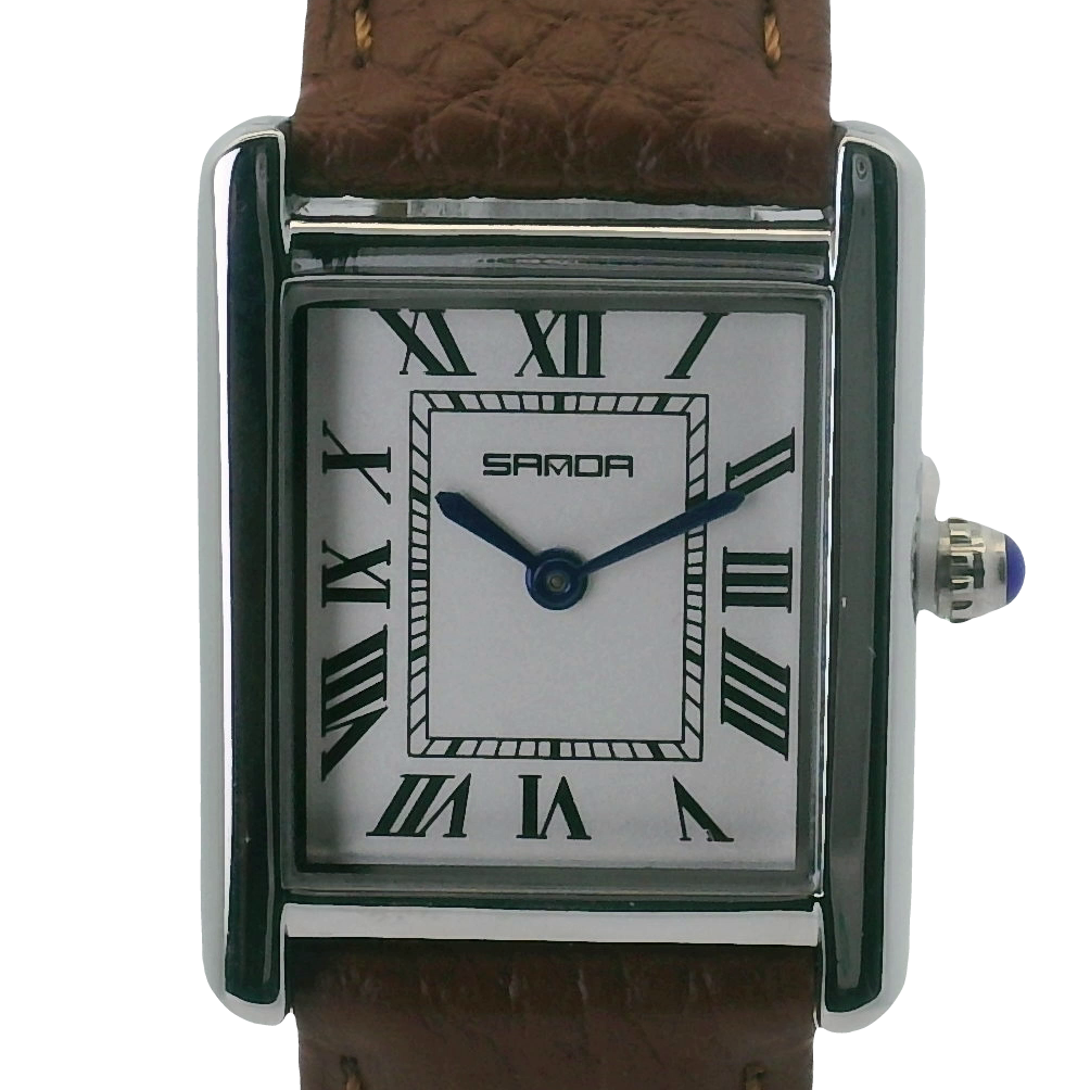 SAMDA WS110LM Elegant "Tank" Small Ladies Quartz Watch Silver-Tone - 24.8mm Square