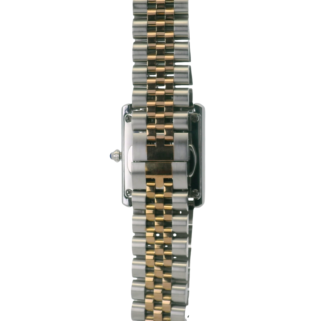 SAMDA WS110JP Elegant "Tank" Small Ladies Quartz Watch Two-Tone - 18x26.5mm Rectangular