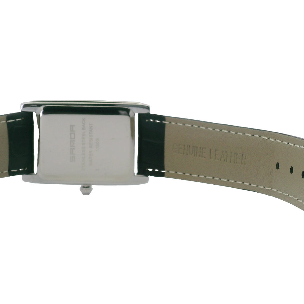 SAMDA WS102LB Elegant "Tank" Large Ladies Quartz Watch Silver-Tone 27.5x31mm Rectangular