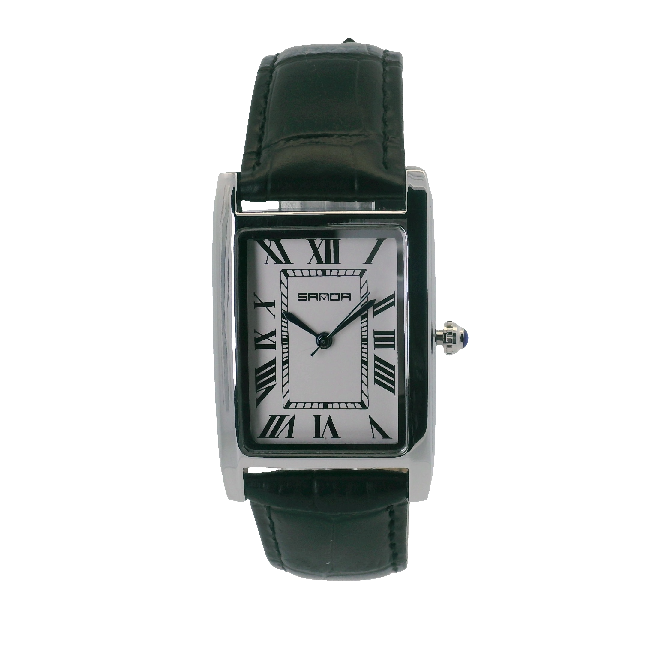 SAMDA WS102W Elegant "Tank" Ladies Quartz Watch Silver-Tone - 24x31mm Rectangular