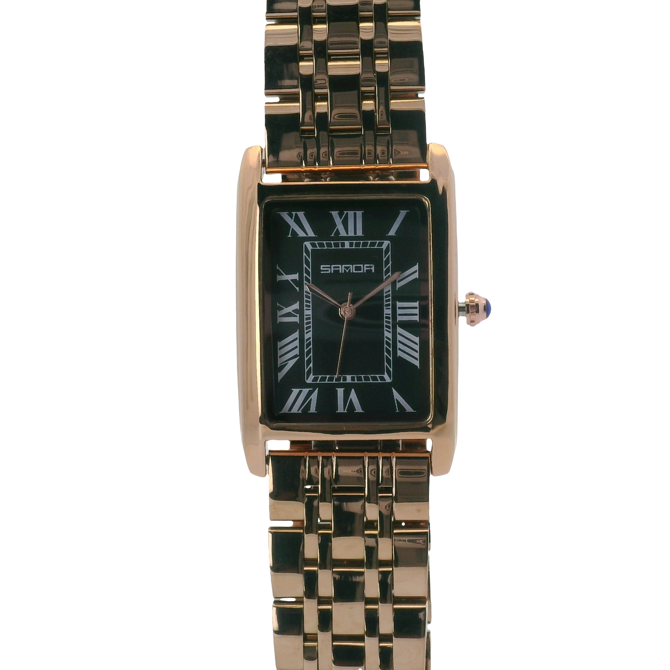 SAMDA WS102SGB Elegant "Tank" Ladies Large Quartz Watch Rose Gold-Tone - 27 x 31mm Rectangular
