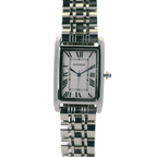 SAMDA WS102SW Elegant "Tank" Ladies Quartz Watch Silver-Tone - 24 x 31mm Rectangular