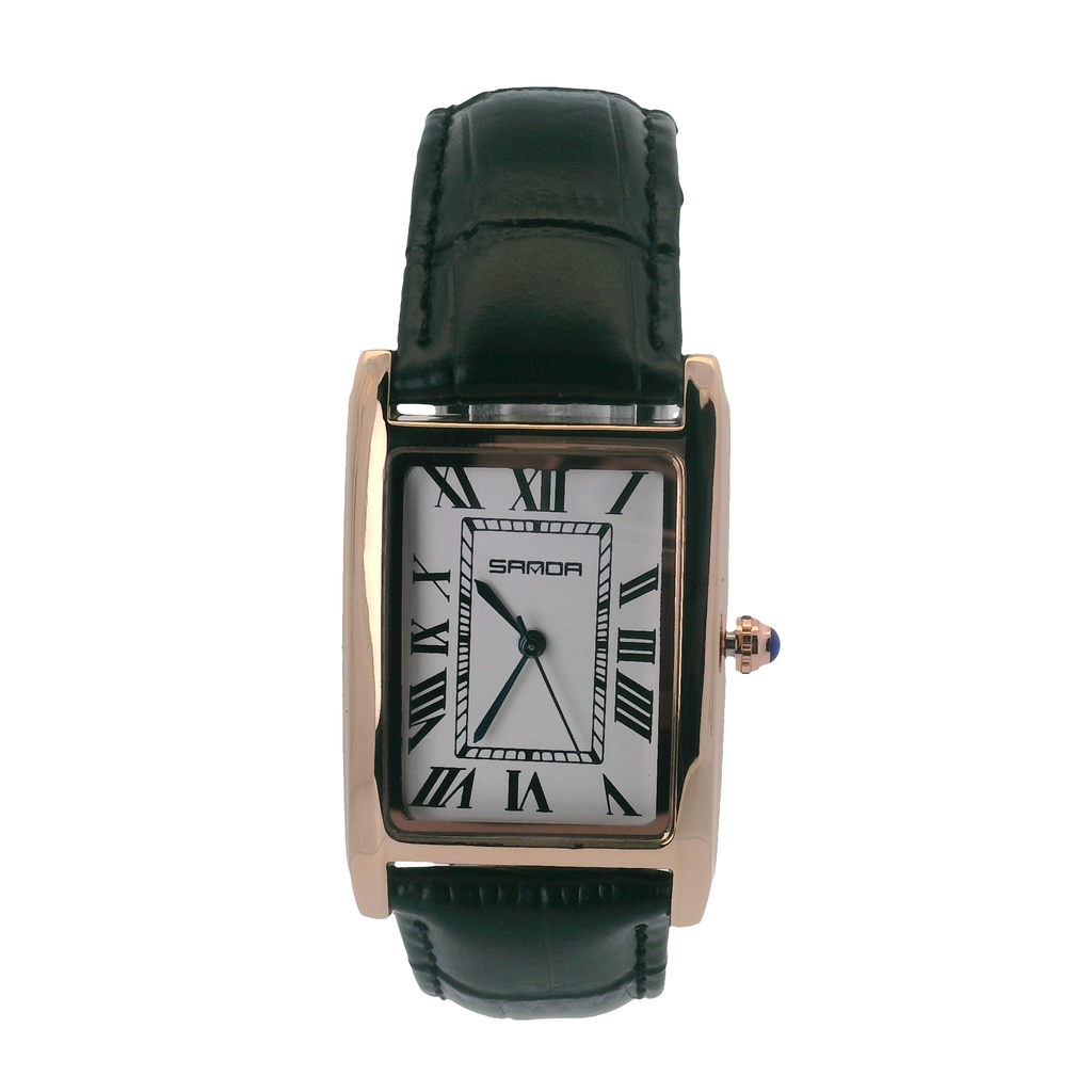 SAMDA WS102GW Elegant "Tank" Ladies Small Quartz Watch Rose Gold-Tone 22x25mm Rectangular