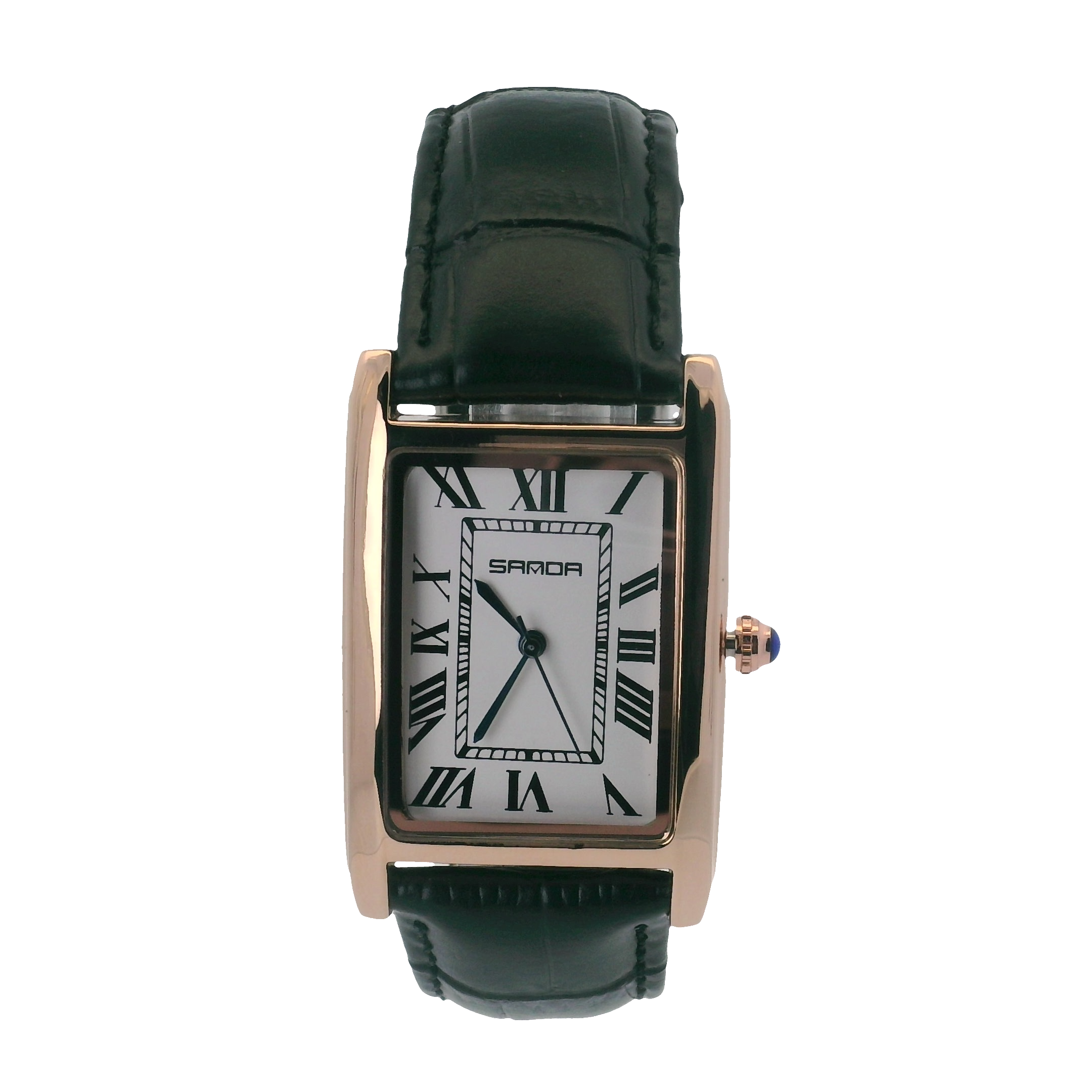 SAMDA WS102GW Elegant "Tank" Ladies Small Quartz Watch Rose Gold-Tone 22x25mm Rectangular