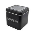 Elegant Samda Metal Watch with Black Leather Strap