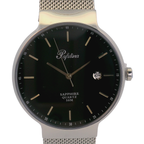 Pafolina Watch Minimalist – Scratch-resistant Sapphire Crystal Black & Silver-Tone Mesh Edition 40mm