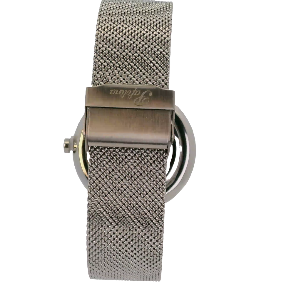Pafolina Watch Minimalist – Scratch-resistant Sapphire Crystal Black & Silver-Tone Mesh Edition 40mm