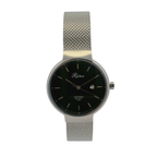 Pafolina Watch Minimalist – Scratch-resistant Sapphire Crystal Black & Silver-Tone Mesh Edition 30mm