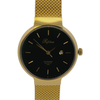 Pafolina Watch Minimalist – Scratch-resistant Sapphire Crystal Black & Gold-Tone Mesh Edition 30mm