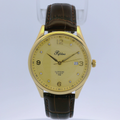 Pafolina Elegant Sapphire Quartz – Classic Gold-Tone & Brown 40mm