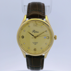 Pafolina Elegant Sapphire Quartz – Classic Gold-Tone & Brown 40mm