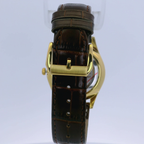 Pafolina Elegant Sapphire Quartz – Classic Gold-Tone & Brown 40mm