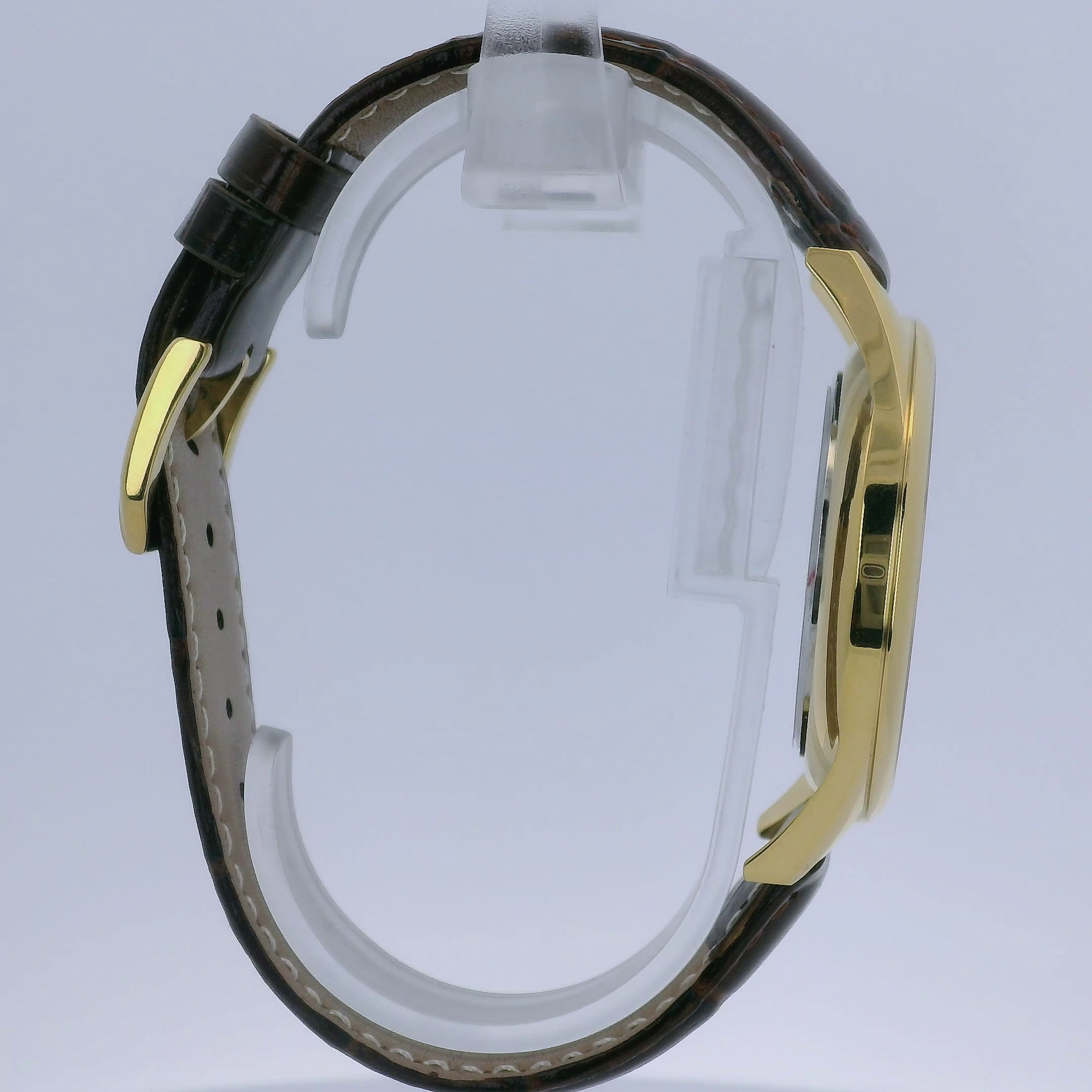 Pafolina Elegant Sapphire Quartz – Classic Gold-Tone & Brown 40mm