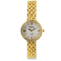 Halei Gold-Tone Watch with Fluted Bezel and Jubilee Bracelet