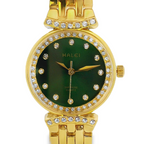 Halei Gold-Tone Watch with Fluted Bezel and Jubilee Bracelet