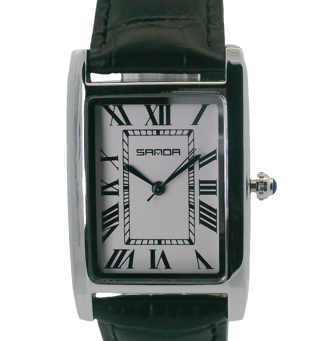 SAMDA WS102W Elegant "Tank" Ladies Quartz Watch Silver-Tone - 24x31mm Rectangular