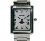 SAMDA WS107S Elegant "Tank" Sun & Moon Ladies Quartz Watch Silver-Tone - 24x31mm Rectangular