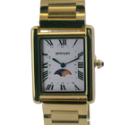 SAMDA WS107G Elegant "Tank" Sun & Moon Ladies Quartz Watch Gold-Tone - 24x31mm Rectangular