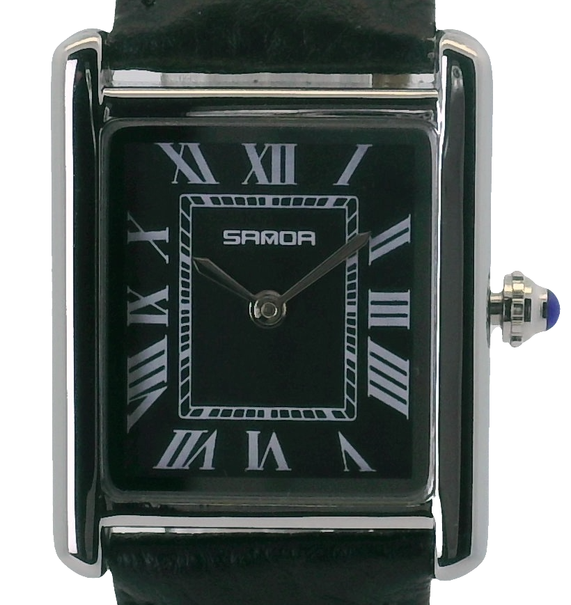 SAMDA WS110LB Elegant "Tank" Small Ladies Quartz Watch Silver-Tone - 24.8mm Square