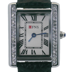 OFNS WS108WL Elegant "Tank" Crystal Small Ladies Quartz Watch Silver-Tone - 24.5mm Square