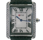 OFNS WS108WLL Elegant "Tank" Large Crystal  Quartz Watch Silver-Tone - 34mm Square