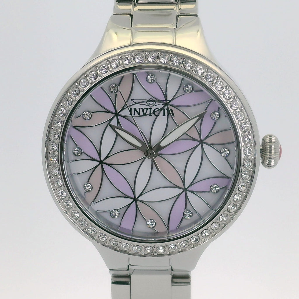 Invicta Wildflower 28823 Elegant Ladies Quartz Watch Silver-Tone - 34mm Round