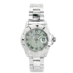 White Gold-Tone Stainless Steel Crystal Watch – 40mm Rotating Bezel, Date Window, Luxury -Quartz