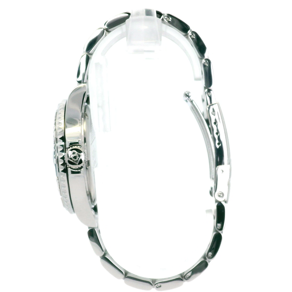 White Gold-Tone Stainless Steel Crystal Watch – 40mm Rotating Bezel, Date Window, Luxury -Quartz