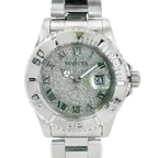 White Gold-Tone Stainless Steel Crystal Watch – 40mm Rotating Bezel, Date Window, Luxury -Quartz