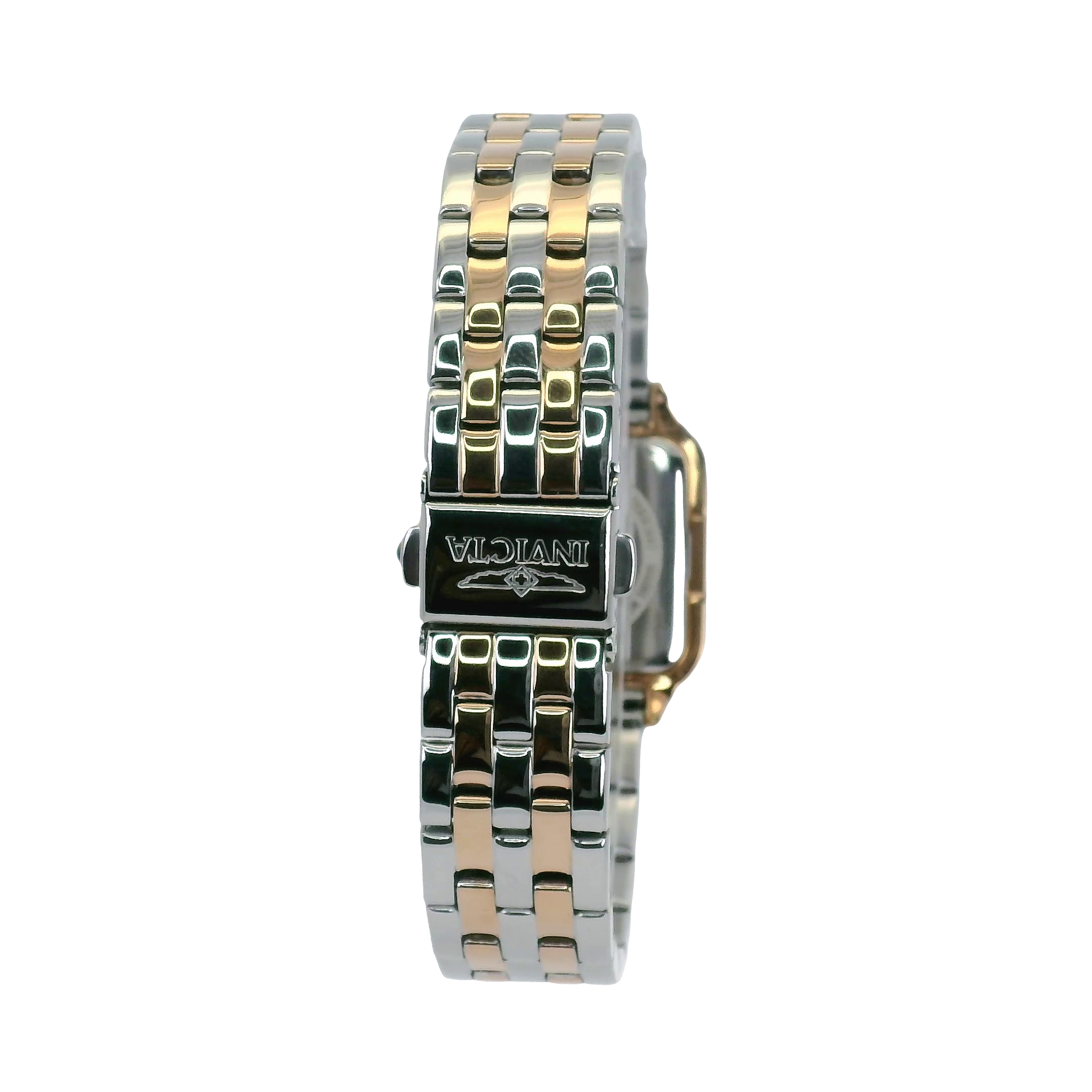 Invicta Angel Vitrine Two‑Tone Square Watch with Crystal Bezel & Roman Dial - Quartz