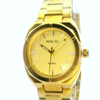 Yellow Gold Invicta Quartz Watch with Textured Dial