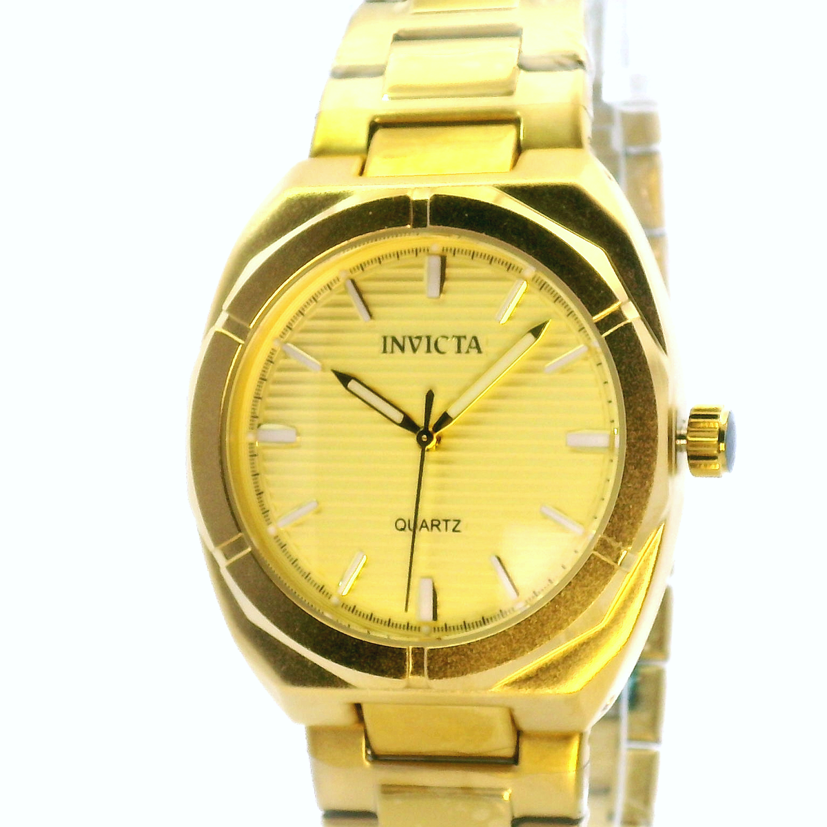 Yellow Gold Invicta Quartz Watch with Textured Dial