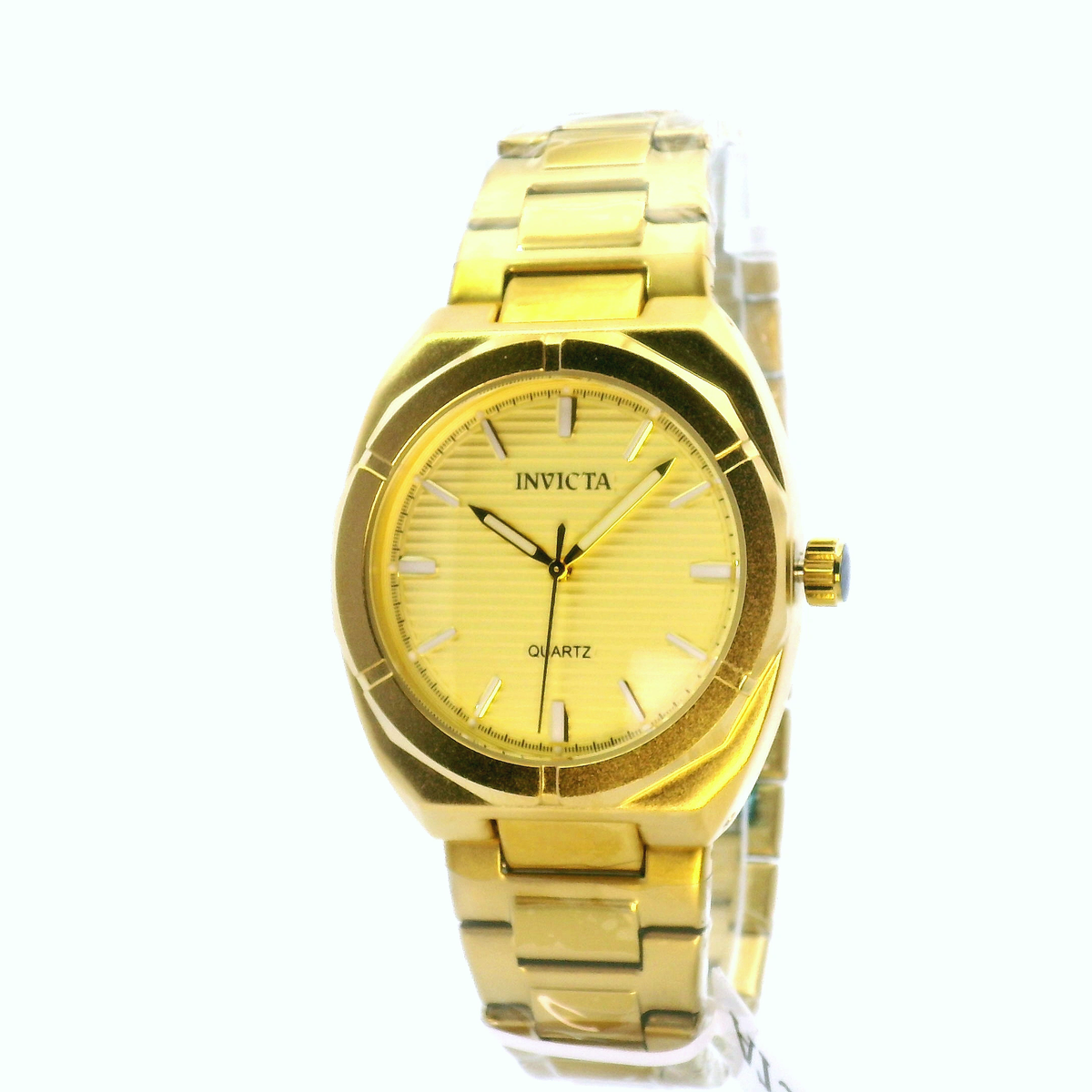 Yellow Gold Invicta Quartz Watch with Textured Dial